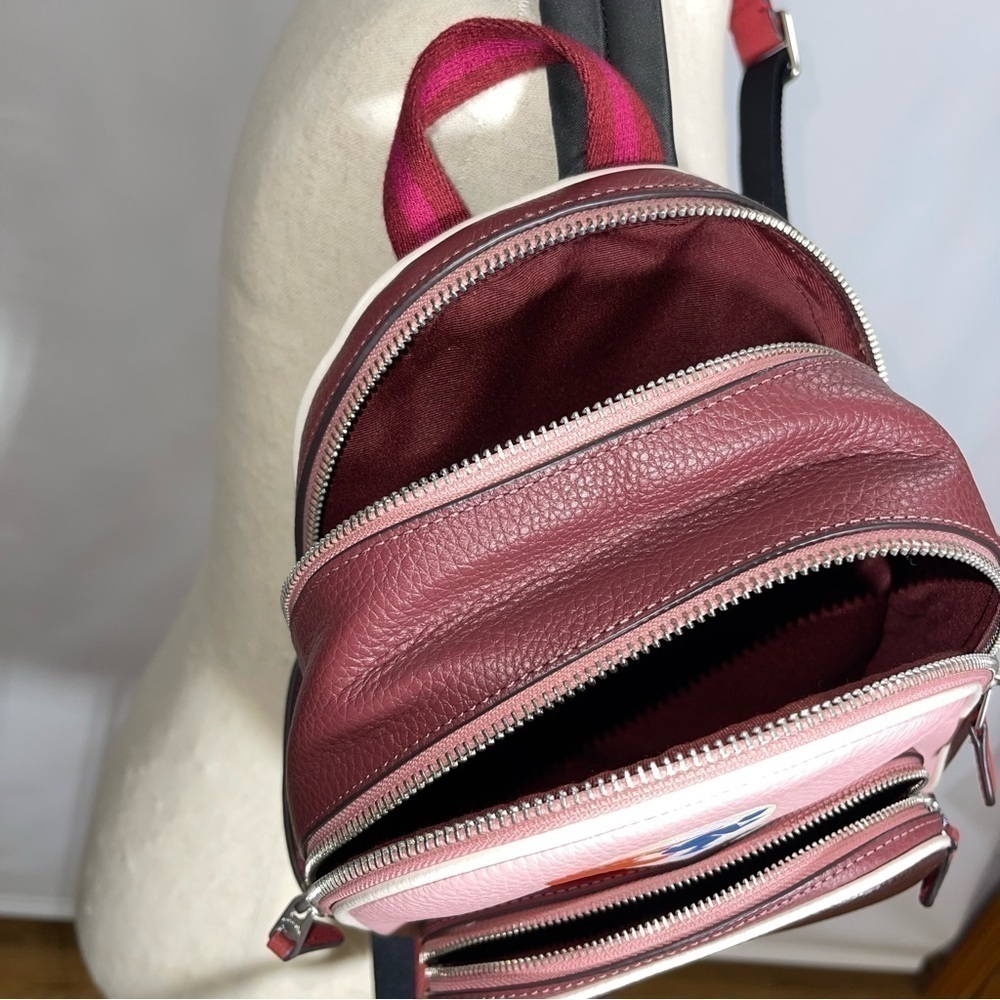 Coach โข Mini Court Backpack In Colorblock Ski Speed Graphic Powder Pink Multi - Picture 15 of 16